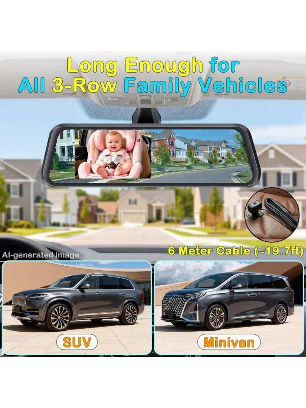 4.3” Baby Car Mirror Camera - Dual View for Safe Travel & Easy Baby Monitoring